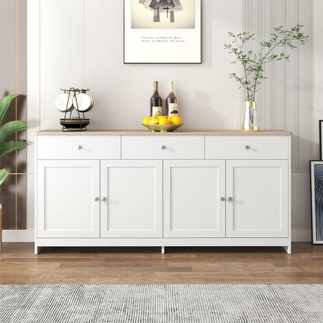 Buffet DEZAGCE 4 Portes 1 Tiroir - Blanc 160x80cm - Meuble De Rangement Cuisine Ou Salon