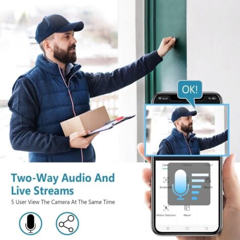 Caméra de surveillance interieur / exterieur sans Fil Solaire Batteries Détection de Mouvement PIR Vision Nocturne Couleur Audio BidirectionnelSirène Compatible Alexa, ANRAN C2 Blanc avec panneau sola