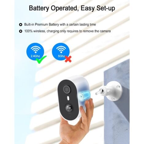 Lot de 2 Caméra de surveillance interieur / exterieur sans fil, 2K WiFi pour sécurité à domicile, caméras alimentées par piles avec projecteur, détection mouvement, vision nocturne couleur, ANRAN C2