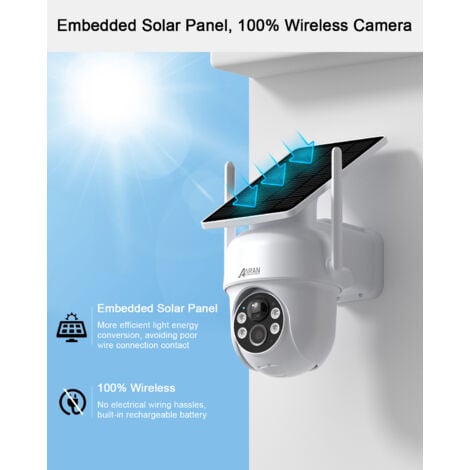 ANRAN 2PCS Caméra de Surveillance Extérieur sans Fil Solaire 2K 3MP HD Batteries Rechargeable avec panneau solaire intégrée- Lot de 2 cameras Q04