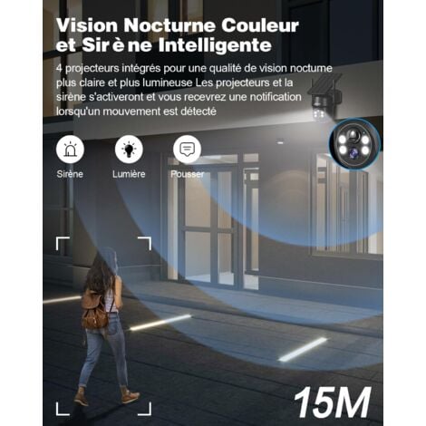 ANRAN 5MP Caméra Surveillance WiFi Extérieure sans Fil, Panneau Solaire Intégré, Caméra IP sur Batterie, Vision Nocturne Couleur, Détection Humaine, Audio Bidirectionnel, Sirène d'alarme, Q4 Max Noir