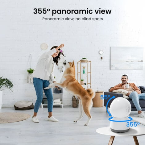 Caméra de Surveillance Intérieure Motorisée – Vision 360°, Audio Bidirectionnel, Détection de Mouvement, Connexion WiFi,ANRAN