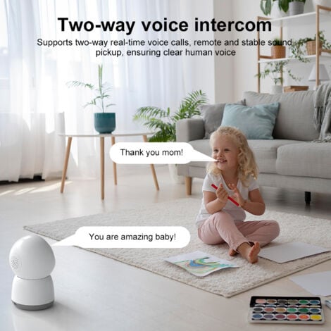 Caméra de Surveillance Intérieure Motorisée – Vision 360°, Audio Bidirectionnel, Détection de Mouvement, Connexion WiFi,ANRAN