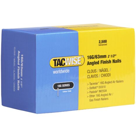 16 Gauge Angled Nails 63Mm For Dc618K Pack 2500
