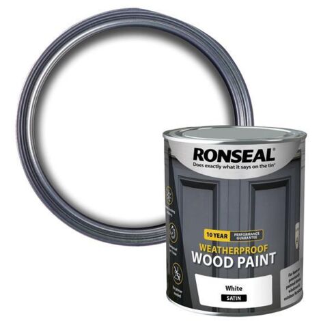 Ronseal 38787 10 Year Weatherproof Wood Paint White Satin 750ml RSL38787