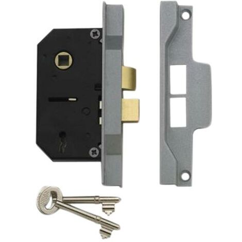 UNION 2242 2 Lever Mortice Rebated Sashlock Silver Enamel 65.5mm 2.5in Visi UNNY2242SE25