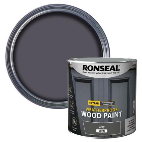 Ronseal 38796 10 Year Weatherproof Wood Paint Grey Satin 2.5 litre RSL38796