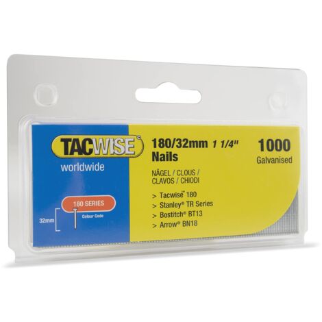 Tacwise 0363 18G 32mm Brad Nails Galvanised 1000 Pack - DGN50V 181 191 Ranger