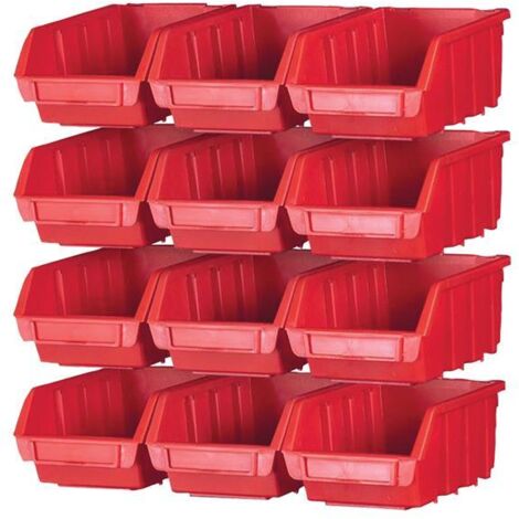 12 Plastic Storage Bins With Wall Mounting Rails (1/4)