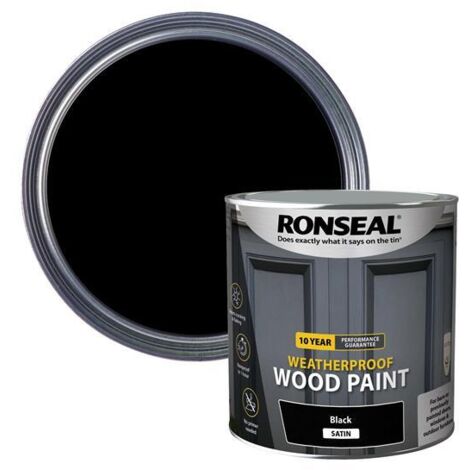 Ronseal 38794 10 Year Weatherproof Wood Paint Black Satin 2.5 litre RSL38794