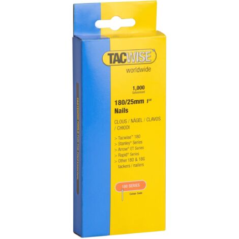Tacwise 0361 18G 25mm Brad Nails Galvanised 1000 Pack - DGN50V 181 191 Ranger