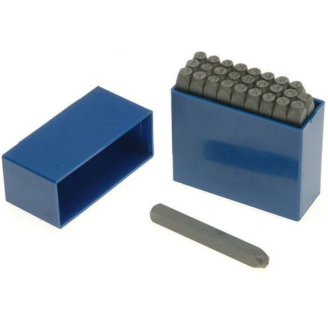 Priory 4.0mm (5/32 in) Letter Punch Set - Heat-Treated Steel in Plastic Case