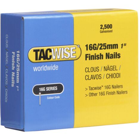 Tacwise 0666 16G 20mm Finish Nails Galvanised 2500 Pack DBN600ZJ DFN50V GFN64V