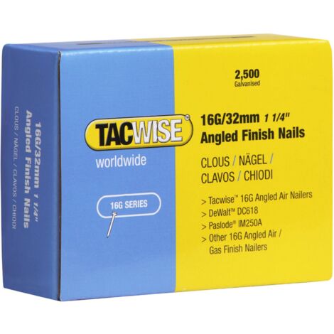 16 Gauge Angled Nails 32mm For DC618K Pack 2500 TAC0769