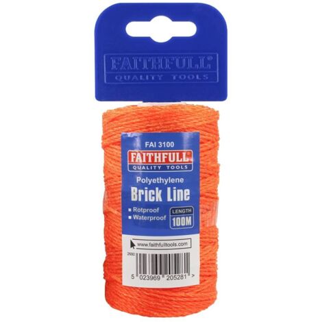 Faithfull 3100 3100 Polyethylene Brick Line 100m (330ft) Orange FAI3100