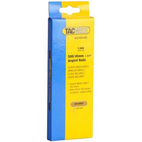Tacwise 0484 Type 500 45mm Angled 18G Brad Nails Galvanised 1000 Pack - 400ELS
