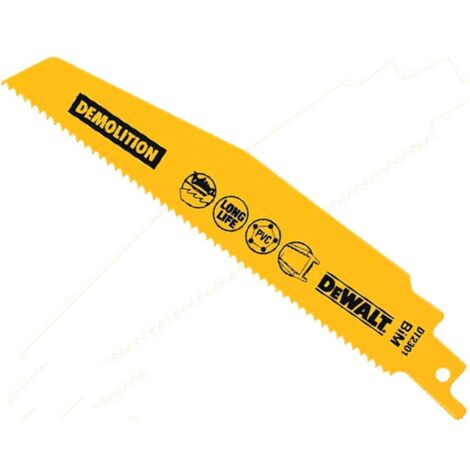 5 x Dewalt DT2301L-QZ 2X Life General Purpose Reciprocating Blade 152mm x 10 TPI