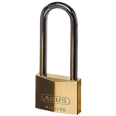 ABUS 12020 65/50mm Brass Padlock 80mm Long Shackle Keyed Alike 6504 ABUKA12020