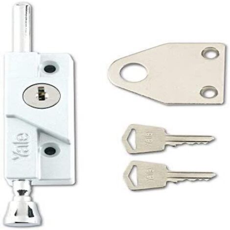Yale 8K116 Multi-Purpose Door Bolt White Finish, Fits Sliding, Hinged & Wooden Doors, Includes 2 Keys