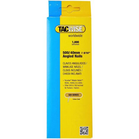 Tacwise 0483 Type 500 40mm Angled 18G Brad Nails Galvanised 1000 Pack - 400ELS