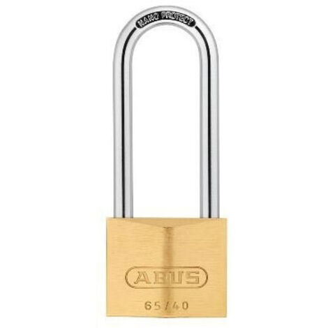 ABUS Mechanical 65/40mm Brass Padlock 63mm Long Shackle Carded ABU6540LS63C
