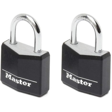 Master Lock 9130EURTBLK Aluminium Black Vinyl Cover 30mm Padlock 4-Pin - Keyed Alike x 2 MLK9130TBLK