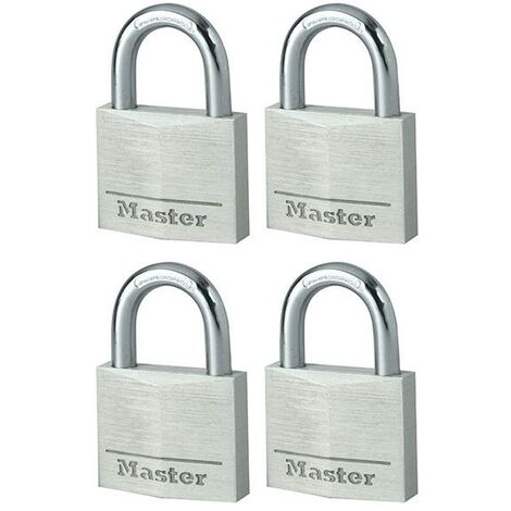 Master Lock 4-Pack Heavy-Duty Padlock Set (40mm) with Keys, Made of Solid Aluminum, Gray, Secure Theft-Resistant Locks
