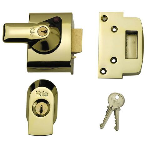 Yale Locks BS2 Nightlatch British Standard Lock 40mm Backset Brasslux Finish Visi YALPBS2BLX