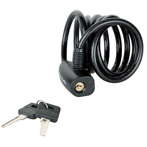 Master Lock Black Self Coiling Keyed Cable 1.8M x 8mm