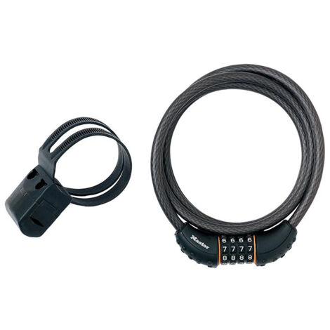 Master Lock Black Braided Steel Combination Cable 1.8M