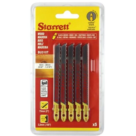 Bu310T-5 Wood Cutting Jigsaw Blades Pack Of 5