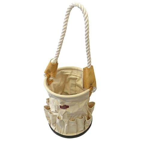 Faithfull Canvas Tool Bucket with Rope Handle, Plastic Base, 12 Pockets
