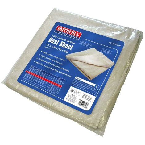 Faithfull Cotton Twill Polythene Backed Dust Sheet 3.6 x 2.8m FAIDSPC128N (1/4)