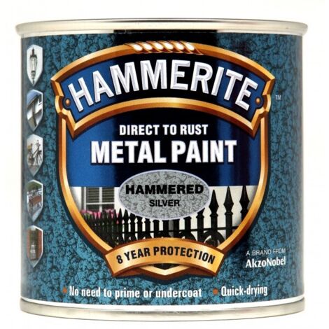 Hammerite Direct to Rust Hammered Finish Metal Paint Silver 250ml HMMHFSG250