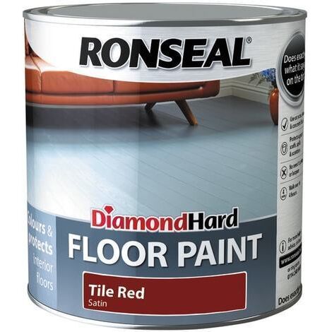 Ronseal 35754 Diamond Hard Floor Paint Satin Tile Red 2.5 litre RSLDHFPTR25L