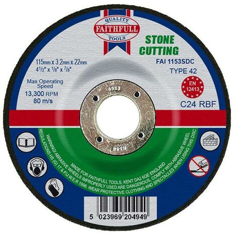 Faithfull Depressed Centre Stone Cutting Disc 115 x 3.2 x 22.23mm FAI1153SDC (1/3)