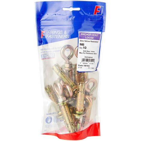 ForgeFix 10EYE8 Eye Bolt ZYP M8 Bag 10 FOREYE8M