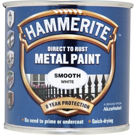 Hammerite 5084857 Direct to Rust Smooth Finish Metal Paint White 250ml HMMSFW250