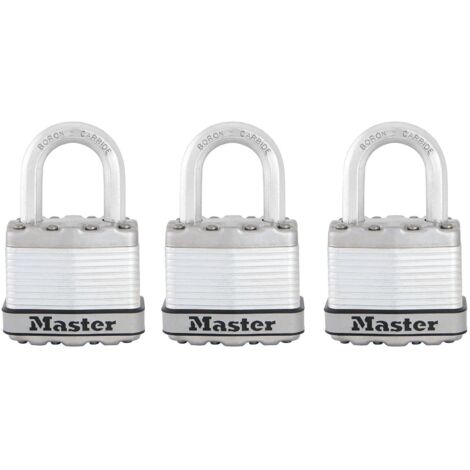 Master Lock Excell Laminated Steel 45mm Padlock - 24mm Shackle - Keyed Alike x 3