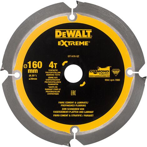 DEWALT DT1470-QZ Extreme PCD Fibre Cement Saw Blade 160 x 20mm x 4T DEWDT1470QZ (1/2)