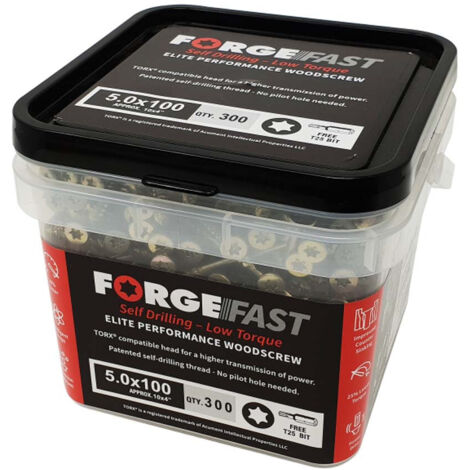 ForgeFix FFT5100YT ForgeFast TORX® Compatible Elite Performance Wood Screw ZY 5.0 x 100mm Tub 300 FORFFT5100YT