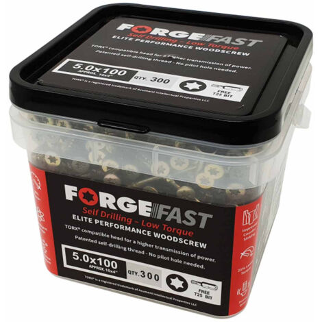 ForgeFix FFT560YT ForgeFast TORX® Compatible Elite Performance Wood Screw ZY 5.0 x 60mm Tub 500 FORFFT560YT