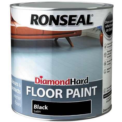 Ronseal 36628 Diamond Hard Floor Paint Satin Black 2.5 litre RSLDHFPBL25L