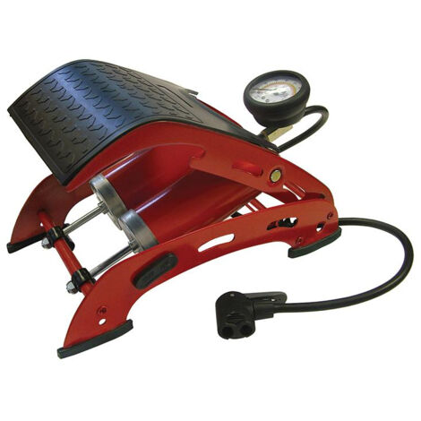 Faithfull Double Cylinder Foot Pump with Analogue Gauge and 60cm Hose
