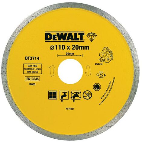 Dewalt DT3714 Diamond Tile Blade 110 x 20mm 1.6mm Ceramic Cutting DT3714-QZ (1/3)