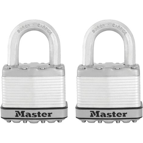 Master Lock Excell Laminated Steel 50mm Padlock - 25mm Shackle - Keyed Alike x 2