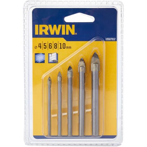 Irwin Glass Tile Ceramic Drill Bit Set 5 Piece IRW10507912 10507912 4mm - 10mm
