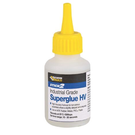 High-Performance Industrial Superglue HV – 50g, High Viscosity, Clear, by Everbuild/Sika
