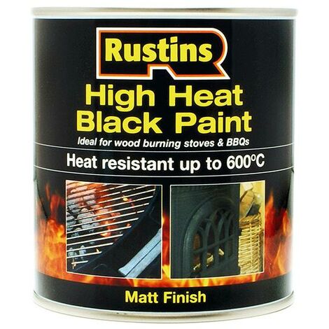 Rustins High Heat Paint 600C Black 500Ml