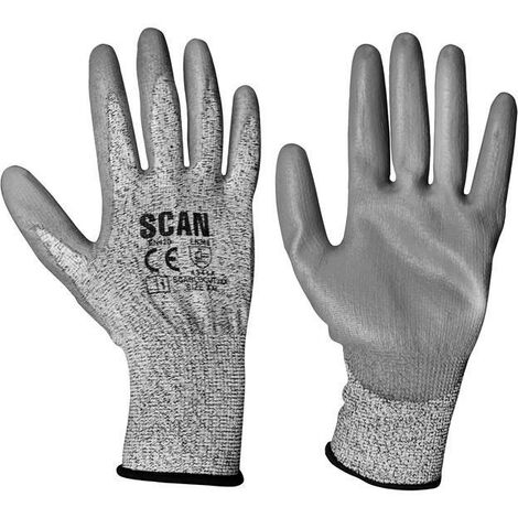 Scan H3101-3 Grey PU Coated Cut 3 Gloves - XXL Size 11 SCAGLOCUT3XX